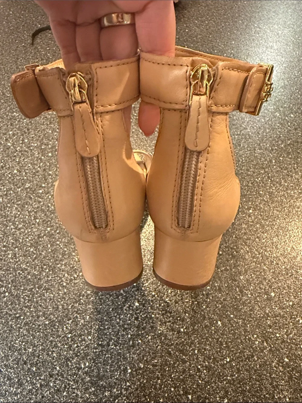 Women’s Tory Burch Tan Leather Tana Ankle-Strap Sandals - size 8.5